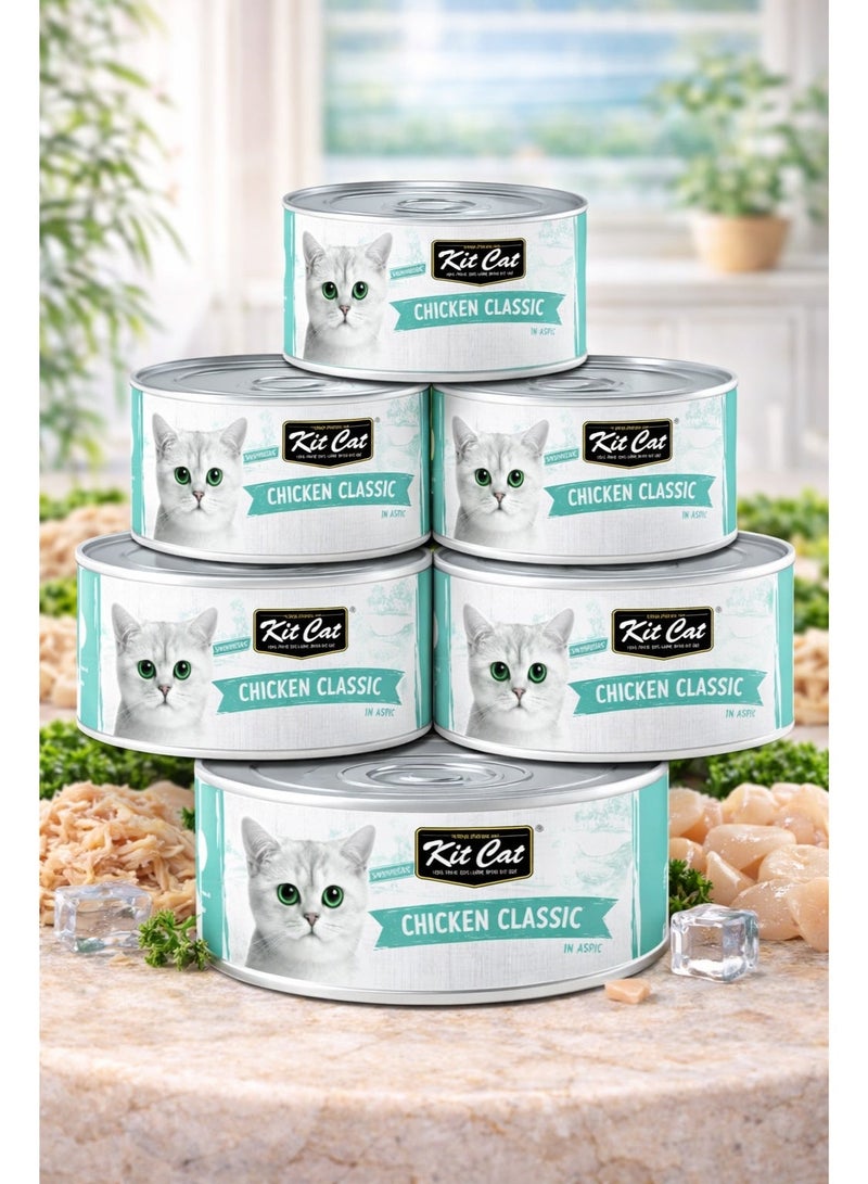 Super Premium Grain Free Chicken Classic Canned Cat Wet Food 80g (Pack of 6)